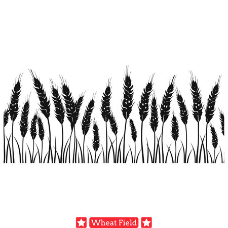 Sunny Harvest  Bright and Cheerful Wheat Field Silhouettes for Joyful Designsのイラスト素材