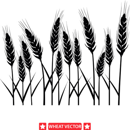 Earthy Essence  Classic Wheat Vector Silhouette Collectionのイラスト素材