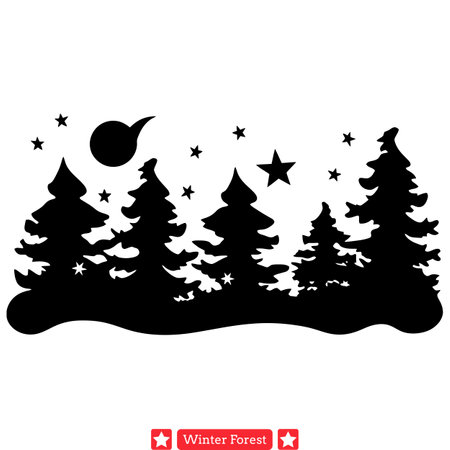 Frostbound Fantasy  Enchanting Vector Silhouette Set for Seasonal Inspirationのイラスト素材