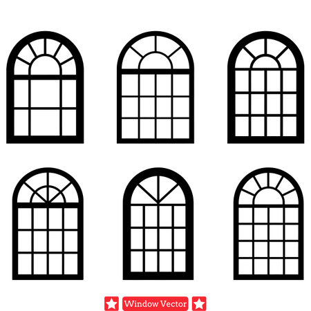 Cityscapes Reimagined  Contemporary Window Silhouettes for Modern Designsのイラスト素材