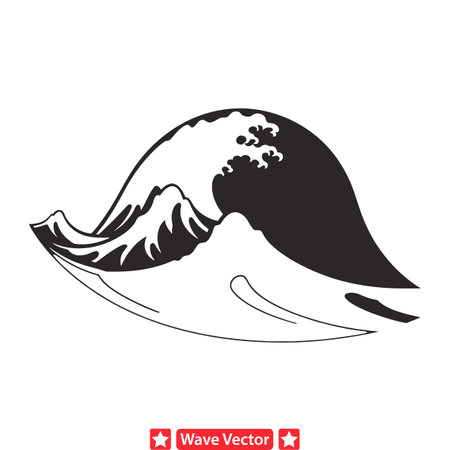 Sea Breeze Elegance  Coastal Wave Vector Collection for Inspirationのイラスト素材