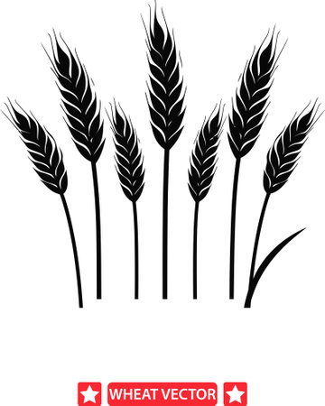 Golden Harvest  Premium Wheat Vector Silhouette Setのイラスト素材