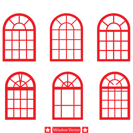 Urban Impressions  Detailed Vector Window Silhouettes Reflecting City Lifeのイラスト素材
