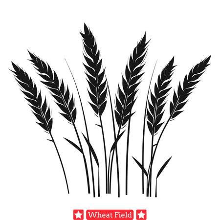 Rustic Charm  Endearing Wheat Field Vectors for Classic Creationsのイラスト素材