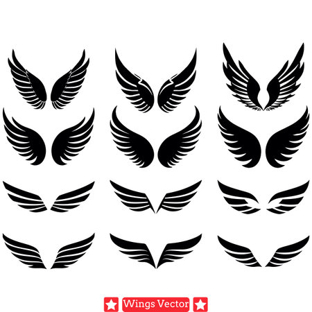 Divine Aura  Detailed Wings Silhouettes for Designersのイラスト素材