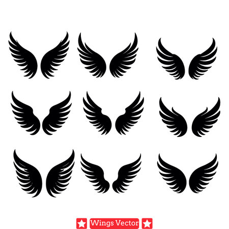 Angelic Allure  Intricate Wings Vector Set for Design Explorationのイラスト素材