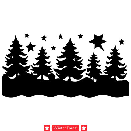 Winter s Embrace  Intricate Vector Silhouettes Illustrate Nature s Serenityのイラスト素材