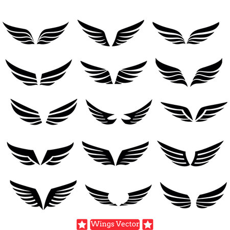 Heavenly Haven  Versatile Wings Vector Set for All Projectsのイラスト素材