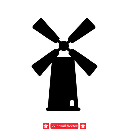 Nostalgic Harvest  Windmill Silhouettes Bundle for Heartwarming Artworksのイラスト素材