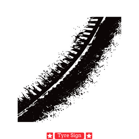 Tire Track Vector Elements  Vehicle Tyre Path Silhouettesのイラスト素材