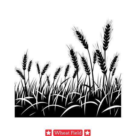 Tranquil Harvest  Peaceful Wheat Field Illustrations for Calm Momentsのイラスト素材