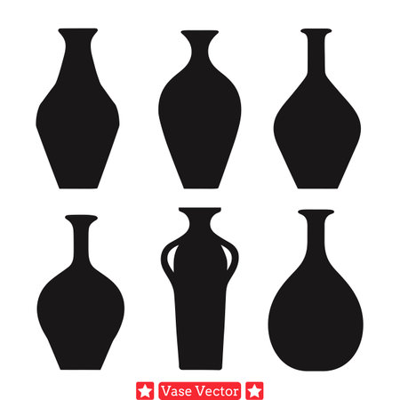 Vintage Inspired Vase Silhouettes  Nostalgic Charm for Your Artのイラスト素材