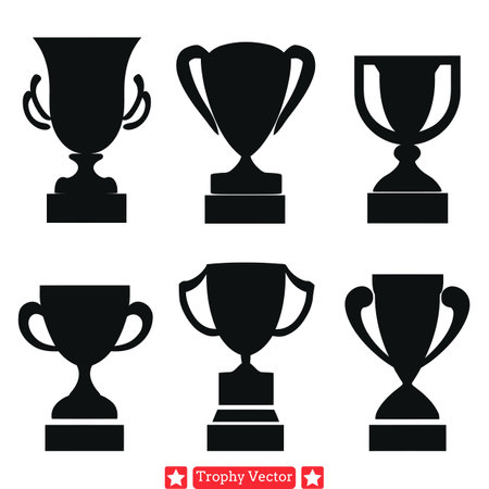 Awards of Excellence  Trophy Icons in Vector Silhouettesのイラスト素材