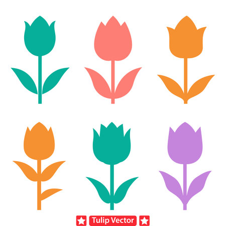 Nature s Poetry  Intricate Tulip Silhouette Designsのイラスト素材