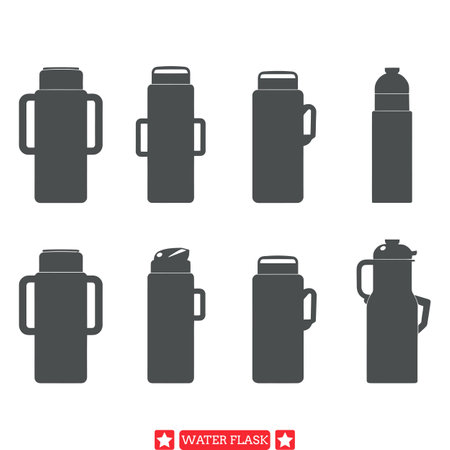 Stay Hydrated  Discover Our Water Flask Vector Set Designsのイラスト素材