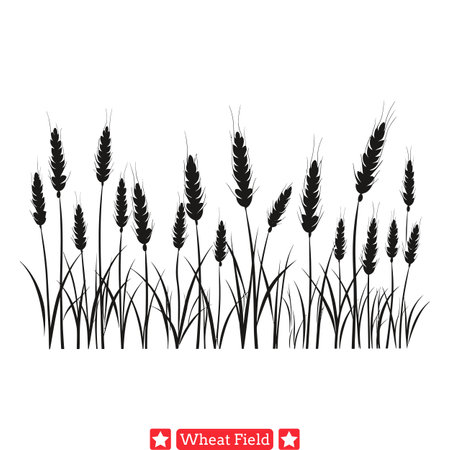 Tranquil Horizons  Serene Wheat Field Vectors for Peaceful Artistryのイラスト素材