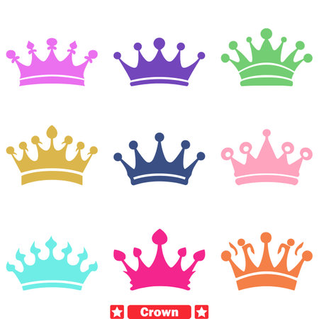 Royal Elegance Stunning Crown Silhouettes Set for Noble Creationsのイラスト素材