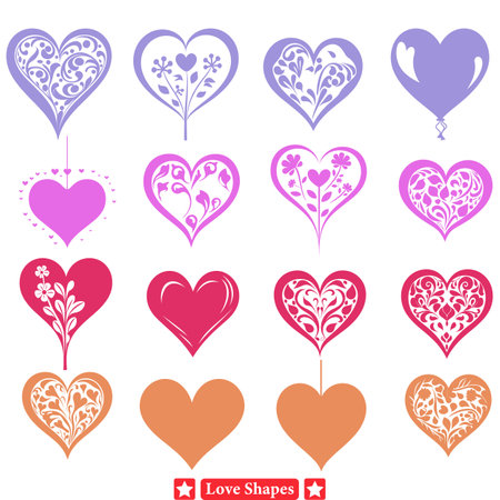 Divine Romance Silhouettes  Heavenly Love Shapes Vector Collection for Divine Themesのイラスト素材
