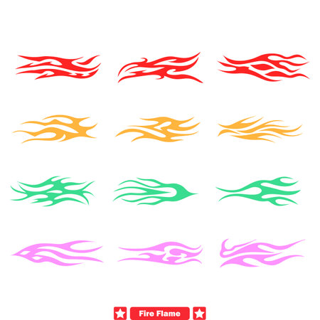 Inferno Ignition  Dynamic Fire Flame Vector Silhouettes for Intense Designsのイラスト素材