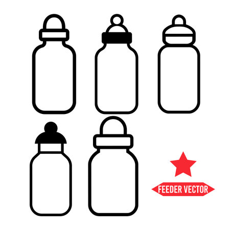 Charming Baby Bottle Silhouette Set  Perfect for Nursery Decorのイラスト素材