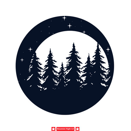 Nighttime Spectacle  Mountain Range Silhouette Under the Moonのイラスト素材