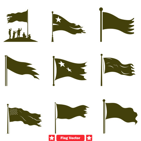 Global Flags Icon Set  Diverse Collection of Vector Silhouettes for Every Nationのイラスト素材