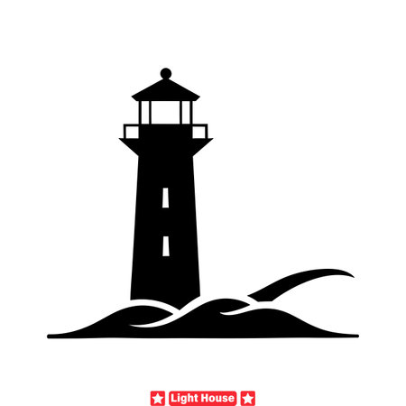 Seascape Essentials  Enrich Your Designs with this Essential Lighthouse Silhouette Assortmentのイラスト素材