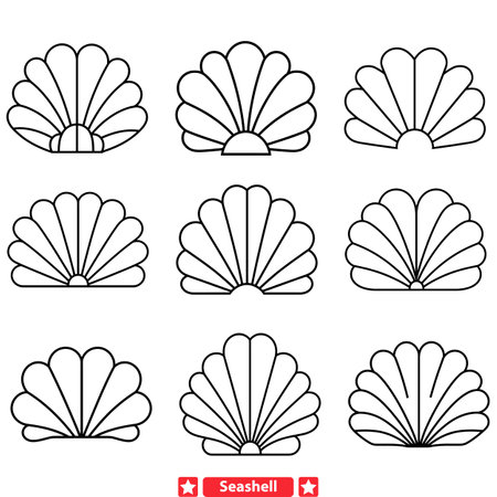 Shell Symphony  Mesmerizing Sea Shell Vector Silhouettes for Oceanic Themesのイラスト素材