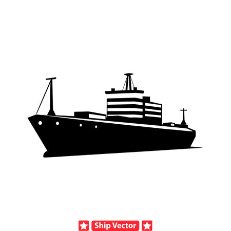 Coastal Elegance  Stylish Ship Silhouettes Adding Sophistication to Nautical themed Designs and Decorのイラスト素材