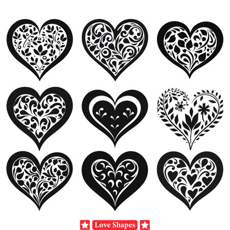 Enchanting Affection Set  Magical Love Shapes Vector Collection for Enchanting Artのイラスト素材