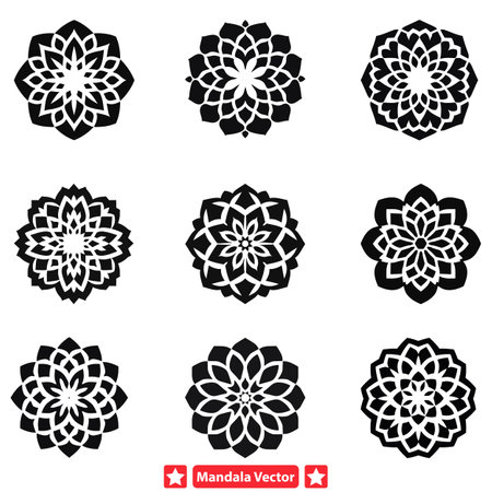 Intricate Harmony  Mandala Vector Silhouettes for Detailed Designsのイラスト素材