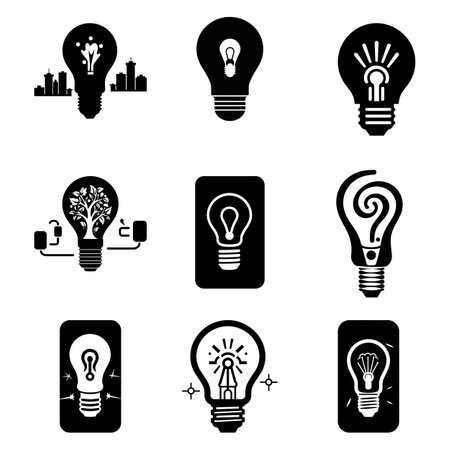 Efficient Smart Lighting Vector Set  Transform Spaces with Modern Illumination Solutionsのイラスト素材