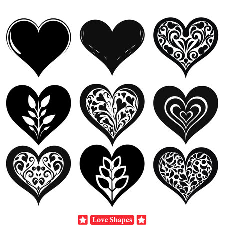 Soothing Love Symbols  Comforting Heart Shapes Vector Bundle for Soothing Designsのイラスト素材