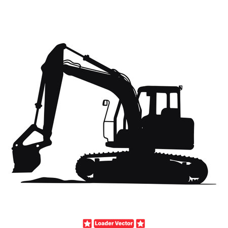 Heavy Equipment Vector Set  Loader Silhouettes for Industrial Themesのイラスト素材