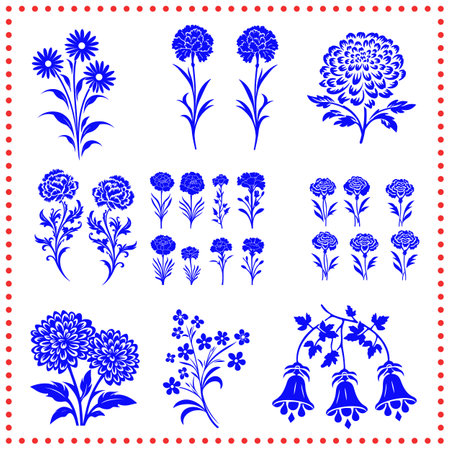 Stylish Flower Silhouette Set  Comprehensive Collection for Visual Artists and Creative Professionalsのイラスト素材