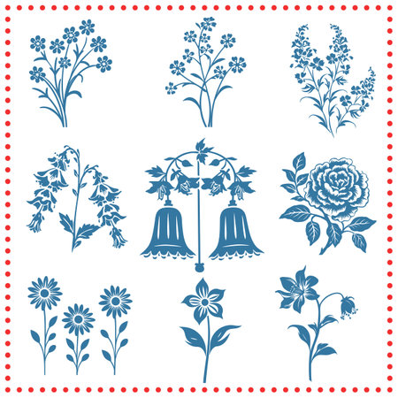 Abstract Floral Shapes in Silhouette Pack  Versatile and Creative Floral Designs for Artistic Projectsのイラスト素材