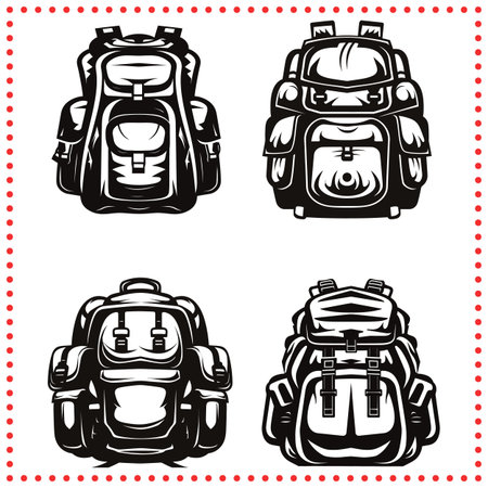 Timeless Black and White Illustration of a Travel Bag for Adventure Enthusiastsのイラスト素材