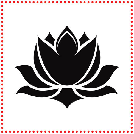 Abstract Monochrome Lotus Flower Silhouette, Minimalistic Symbol for Spiritual Awakening and Enlightenmentのイラスト素材