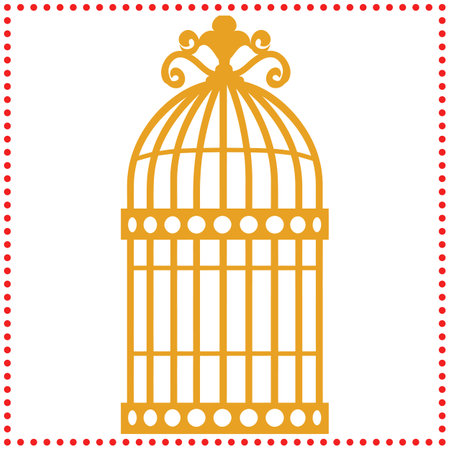 Graceful Birdcage Silhouette Collection, Detailed Aviary Designs for Digital Art and Craftsのイラスト素材