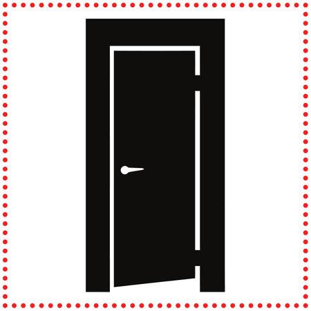 Minimalist Closed Door Silhouette Icon in Black and White Vector Designのイラスト素材