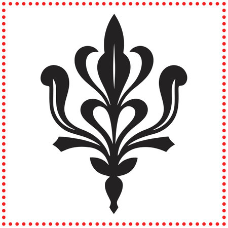 Symmetrical Floral Silhouette with Detailed Ornamentation and Elegant Designのイラスト素材