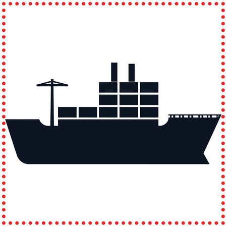 Cargo Ship Silhouette for Nautical and Marine Transportation Illustrationsのイラスト素材