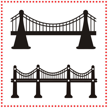 Modern Bridge Silhouette Vector for Architecture and Urban Design Projectsのイラスト素材