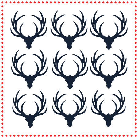 Detailed Silhouette of Stag Antlers   Elegant Wildlife Vector Artのイラスト素材