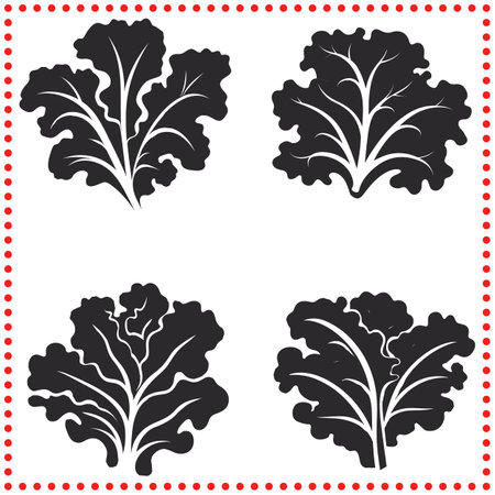 Vector Art of Leafy Green Vegetable Silhouettes   Organic Design Elementsのイラスト素材