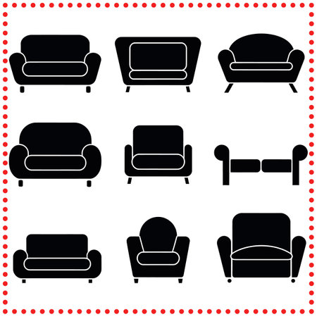 Stylized Silhouette Collection of Armchairs   Elegant Furniture Vector Designsのイラスト素材