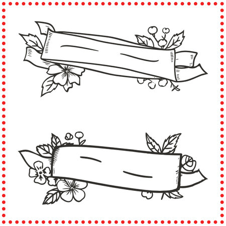 Floral Ribbon Silhouette for Elegant and Decorative Event Graphicsのイラスト素材