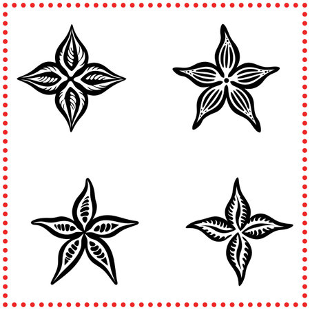 Bold Star Shaped Flower Vector for Nature and Botanical Designsのイラスト素材