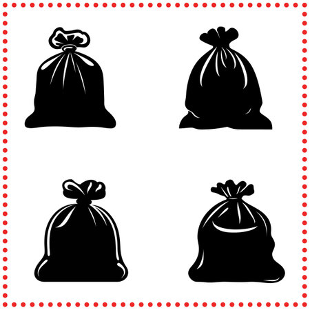 Stylized Trash Bag Silhouette   Essential Vector Art for Recycling and Waste Themesのイラスト素材