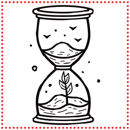 Elegant Hourglass with Plant Silhouette   Vector Art for Time and Nature Projects